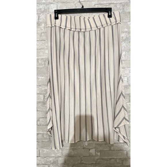 Ava James Midi Skirt Flared Elastic Waist  Black Stripes On White Size 2x - Picture 5 of 5
